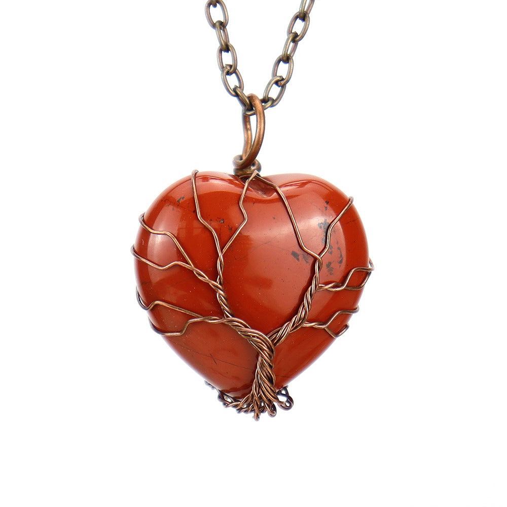 Simple Style Heart Shape Natural Stone Ferroalloy Wholesale Pendant Necklace