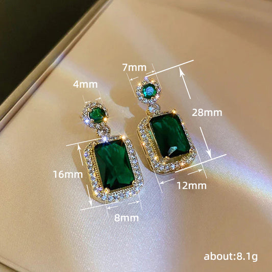 Simple Style Shiny Rectangle Copper Plating Inlay Zircon Rings Earrings Necklace