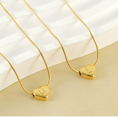 Elegant Letter Heart Shape Stainless Steel Titanium Steel Necklace