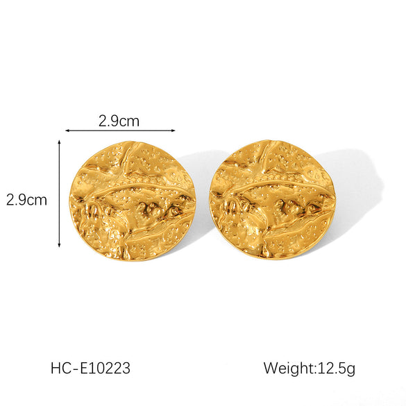 IG Style Circle Round Triangle Geometric Stainless Steel Electroplating Earrings