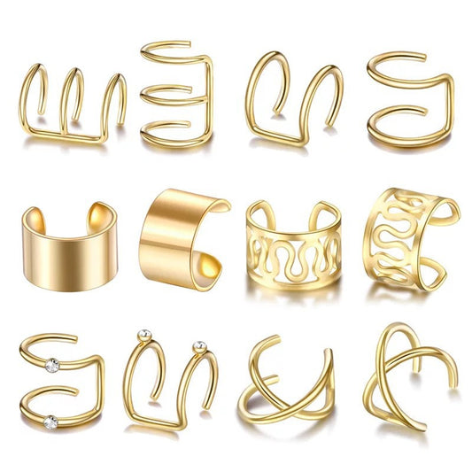 Simple Style U Shape Metal Plating Inlay Artificial Gemstones Women's Ear Clips