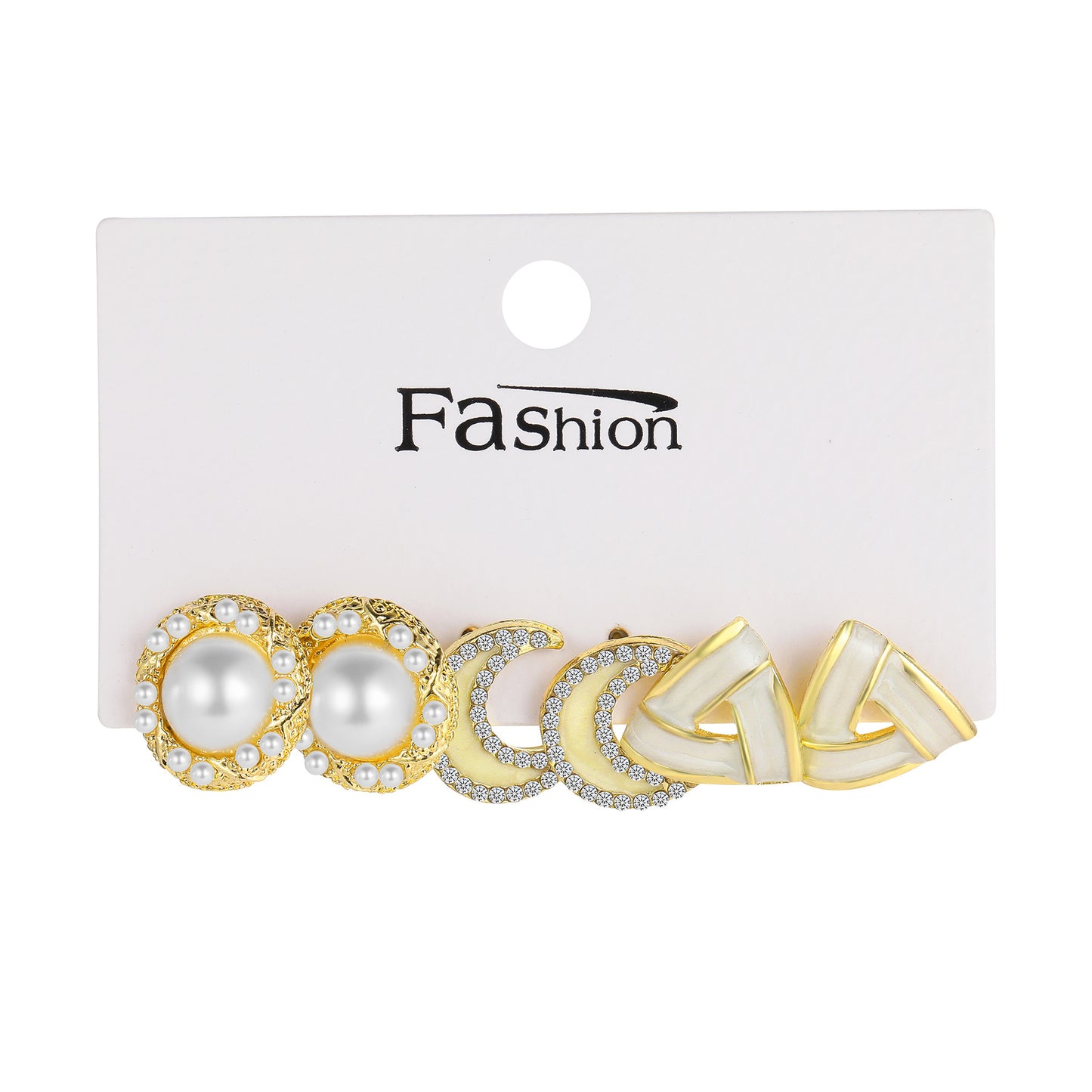 3 Pairs Fashion Geometric Alloy Plating Artificial Pearls Rhinestones Women's Earrings