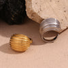 Vintage Fashion Retro Circle Geometric Stainless Steel 18K Gold Plated Rings