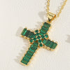 Cross-border hot-selling wild retro color zircon cross pendant necklace women's personalized design O-word chain clavicle chain