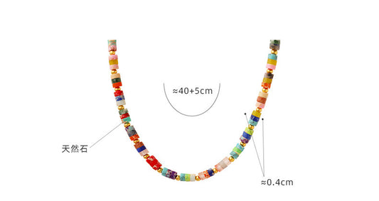 Vacation Circle Natural Stone Titanium Steel Beaded Plating Necklace