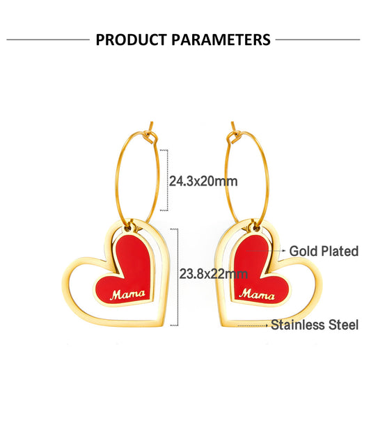 1 Pair Vintage Style Heart Shape Plating Stainless Steel Drop Earrings
