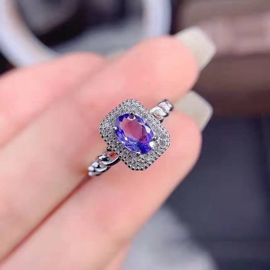 Simple Fashion Lavender Purple Diamond Ring Full Diamonds Twist Opening Copper Ring