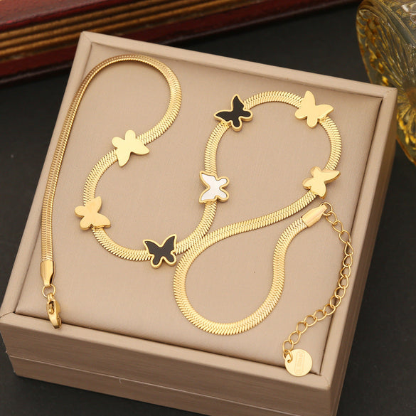 Fashion Butterfly Chinese Zodiac Animal Stainless Steel Electroplating Necklaces