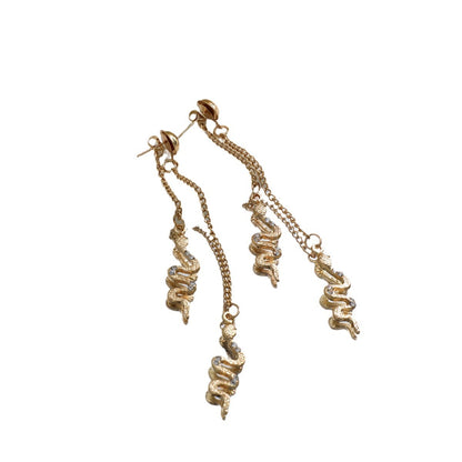 Cross-border fashion gold zircon snake pendant chain stud earrings Personalized new creative stud earrings