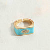 popular light luxury simple style square ring independent station new devil's eye design fashion OL ring