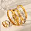 IG Style Round Stainless Steel Diamond Inlay Bangles