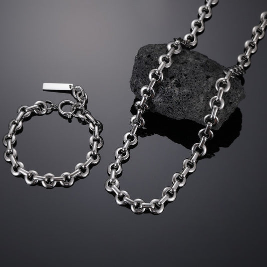 Retro Simple Style Solid Color Titanium Steel Polishing Bracelets Necklace