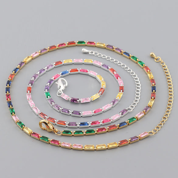 Fashion Geometric Copper Inlay Zircon Necklace 1 Piece