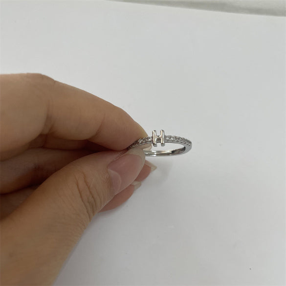 Cross-border new 26 initials micro-inlaid zircon open rings ins style personalized design English letter jewelry