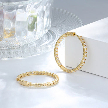 1 Pair Basic Geometric Brass Plating Inlay Zircon 18k Gold Plated Earrings