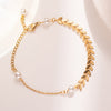 Moderate Luxury Women Pearl Geometric Titanium Steel 18K Gold Plated Bracelets
