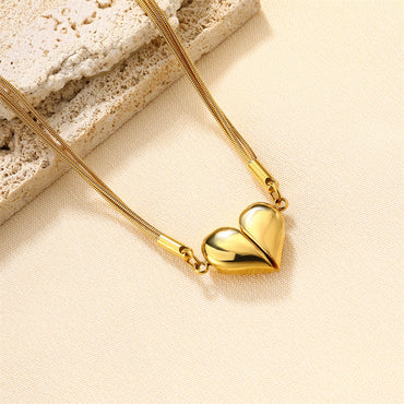 Cute Sweet Heart Shape Stainless Steel Titanium Steel Plating Pendant Necklace