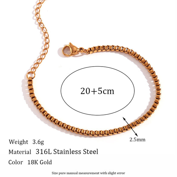 Minimalist Women Geometric Stainless Steel 18K Gold Plated Anklets