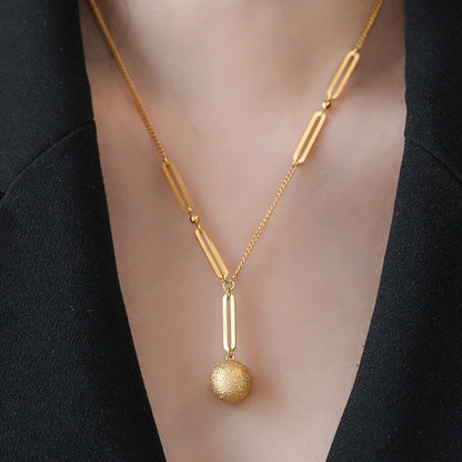 Ig Style Simple Style Ball Titanium Steel Plating 18k Gold Plated Pendant Necklace Long Necklace