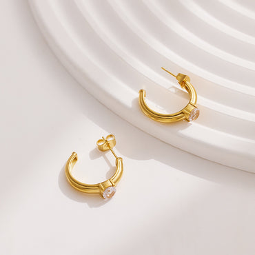 1 Pair Modern Style U Shape Plating Inlay Titanium Steel Artificial Gemstones Drop Earrings