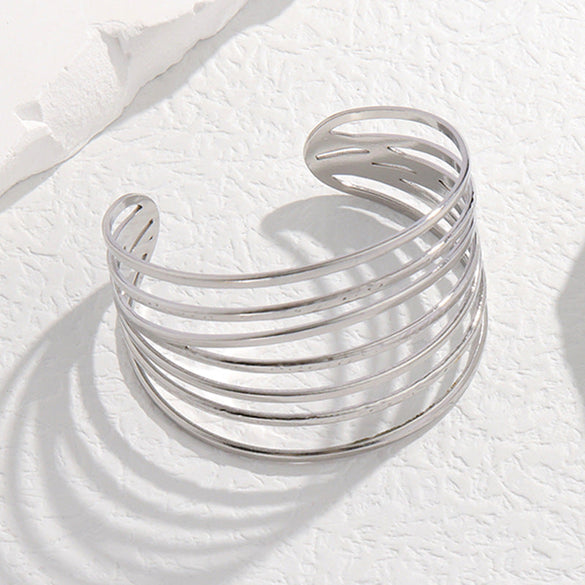 Expressive Stripe Stainless Steel Electroplating Bangles