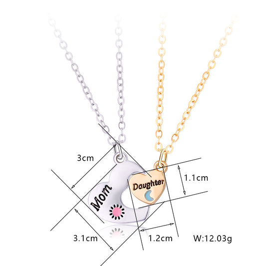 Cute Letter Moon Heart Shape Alloy Plating Mother'S Day Unisex Pendant Necklace
