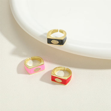 Amazon's popular light luxury simple style square ring independent station new devil's eye design fashion OL ring