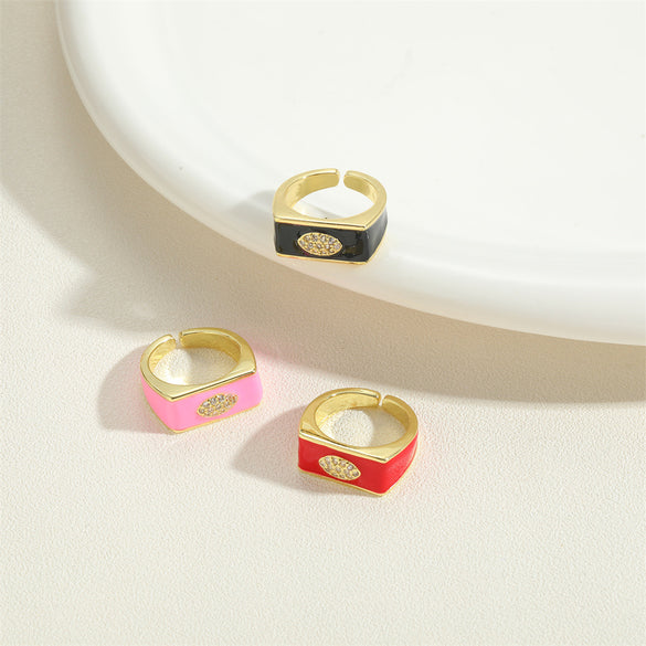 popular light luxury simple style square ring independent station new devil's eye design fashion OL ring