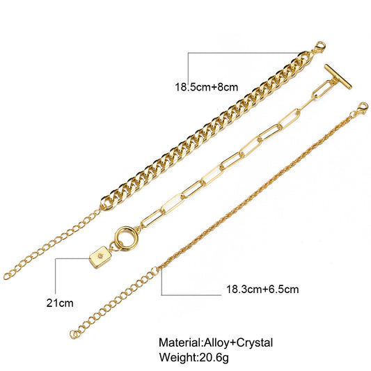 Retro Creative Gold Multi-layer Thick Chain Bracelet