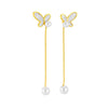 Korean Butterfly Bowknot Titanium Steel Electroplating Stud Earrings