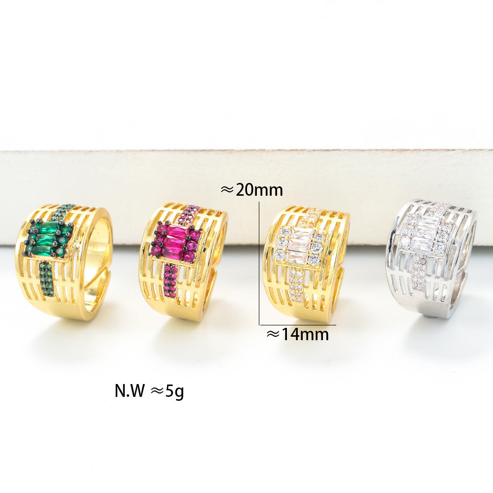 Fashion Geometric Square Zirconium Ring
