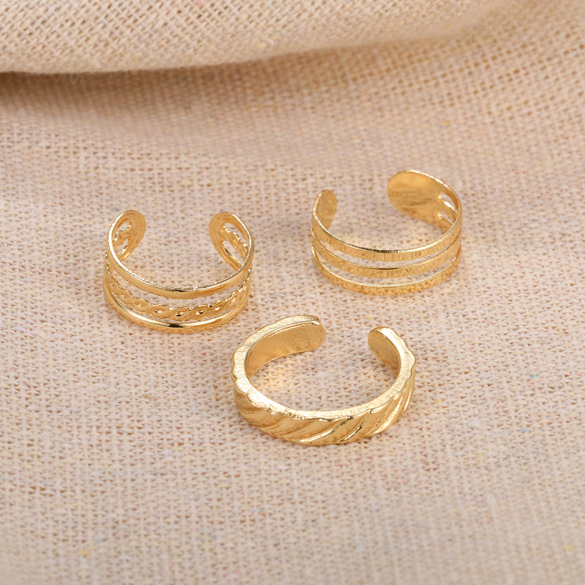 Cross-border popular new hot-selling beach resort casual style gold simple high-end three-layer foot rings 3 pieces