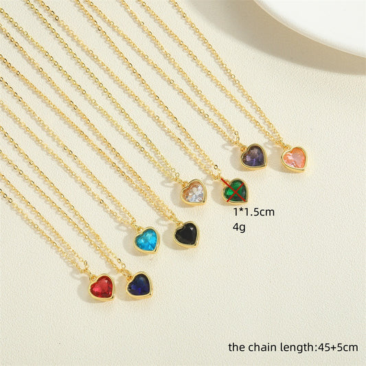 Cross-border exclusive for zircon love fashion OL pendant clavicle chain independent station new heart design versatile necklace women