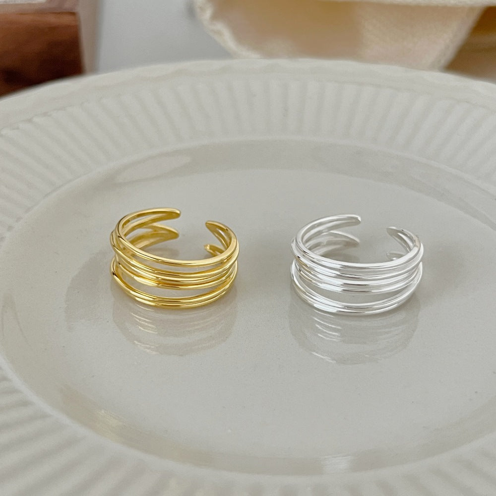 Simple Style Solid Color Sterling Silver Plating Gold Plated Rings