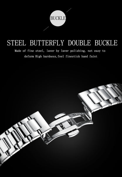 Business Stripe Butterfly Double Snap Quartz Men's Watches