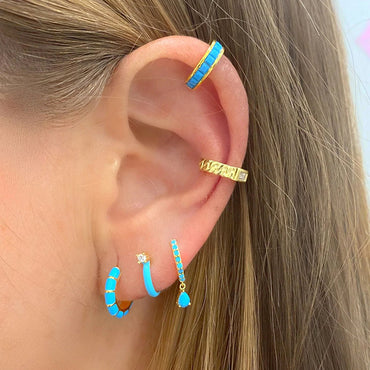 Fashion C Shape Enamel Plating Copper Ear Studs