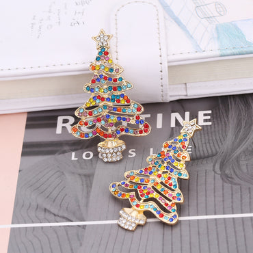 Fashion Christmas Tree Alloy Inlay Rhinestones Pearl Women's Drop Earrings 1 Pair