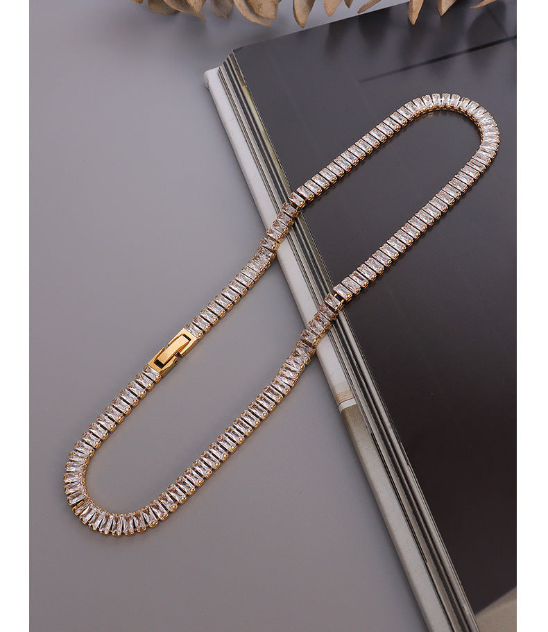 Wholesale Full Diamond Zircon Titanium Steel Plated Necklace Nihaojewelry