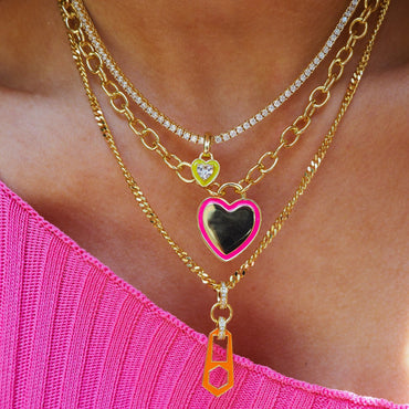Elegant Modern Style Geometric Heart Shape Titanium Steel Inlay Zircon Pendant Necklace