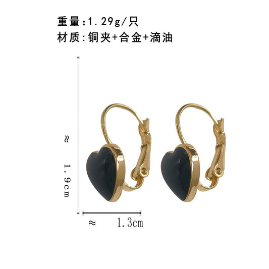 Korean Heart-shape Earrings Copper Clip Dripping Earrings