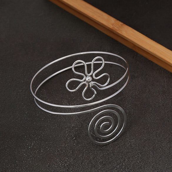 Hot Selling Arm Jewelry Multilayer Spiral Flower Armband Metal Exaggerated Punk Performance Arm Jewelry