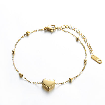 Wholesale Sweet Heart Shape Titanium Steel Plating Bracelets Anklet Necklace