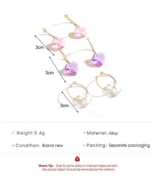 Wholesale New Geometric Circle Heart Transparent Resin Earrings Set Nihaojewelry
