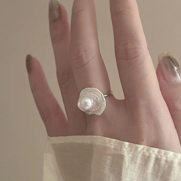 Modern Style Geometric Baroque Pearls Irregular Open Rings