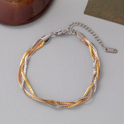 Wholesale Casual Vintage Style Twist Titanium Steel Plating Bracelets Necklace