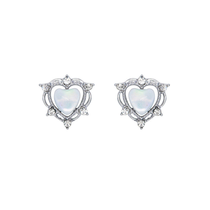 1 Pair Basic Classic Style Heart Shape Plating Inlay Copper Zircon Ear Studs