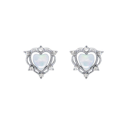1 Pair Basic Classic Style Heart Shape Plating Inlay Copper Zircon Ear Studs