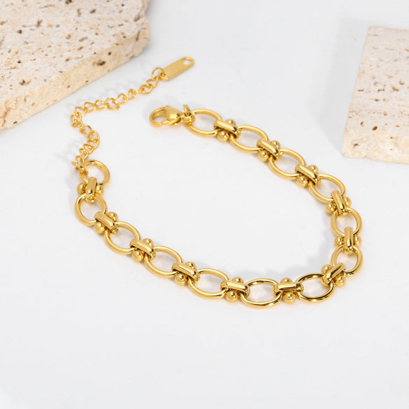 Women Fashion Round Geometric Stainless Steel Electroplating Bracelets