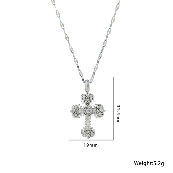 Moderate Luxury Cross Geometric Titanium Steel 18K Gold Plated Necklaces