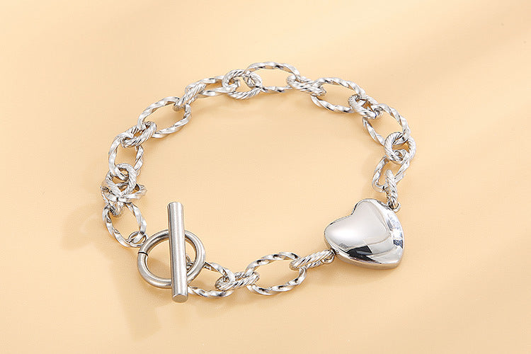 Fashion Heart Titanium Steel Plating No Inlaid Bracelets